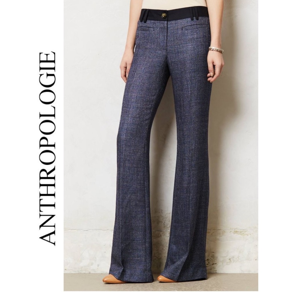 NWT Anthropologie Elevenses Shimmered Tweed Brighton Wide Leg Tailored Trousers